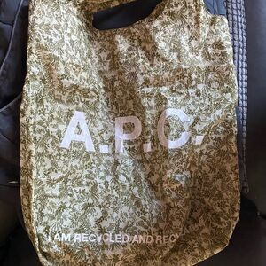 A.P.C. Olive Green Patterned Tote